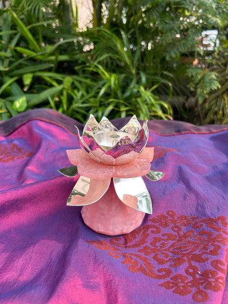 Lotus Flower Silver-Plated Diya