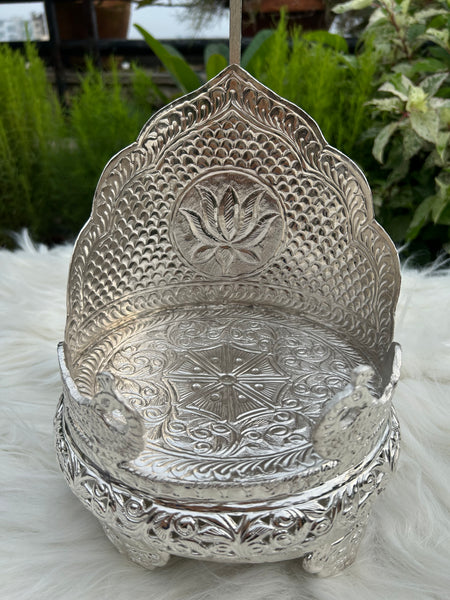 Silver Plated Singhasan- Oval