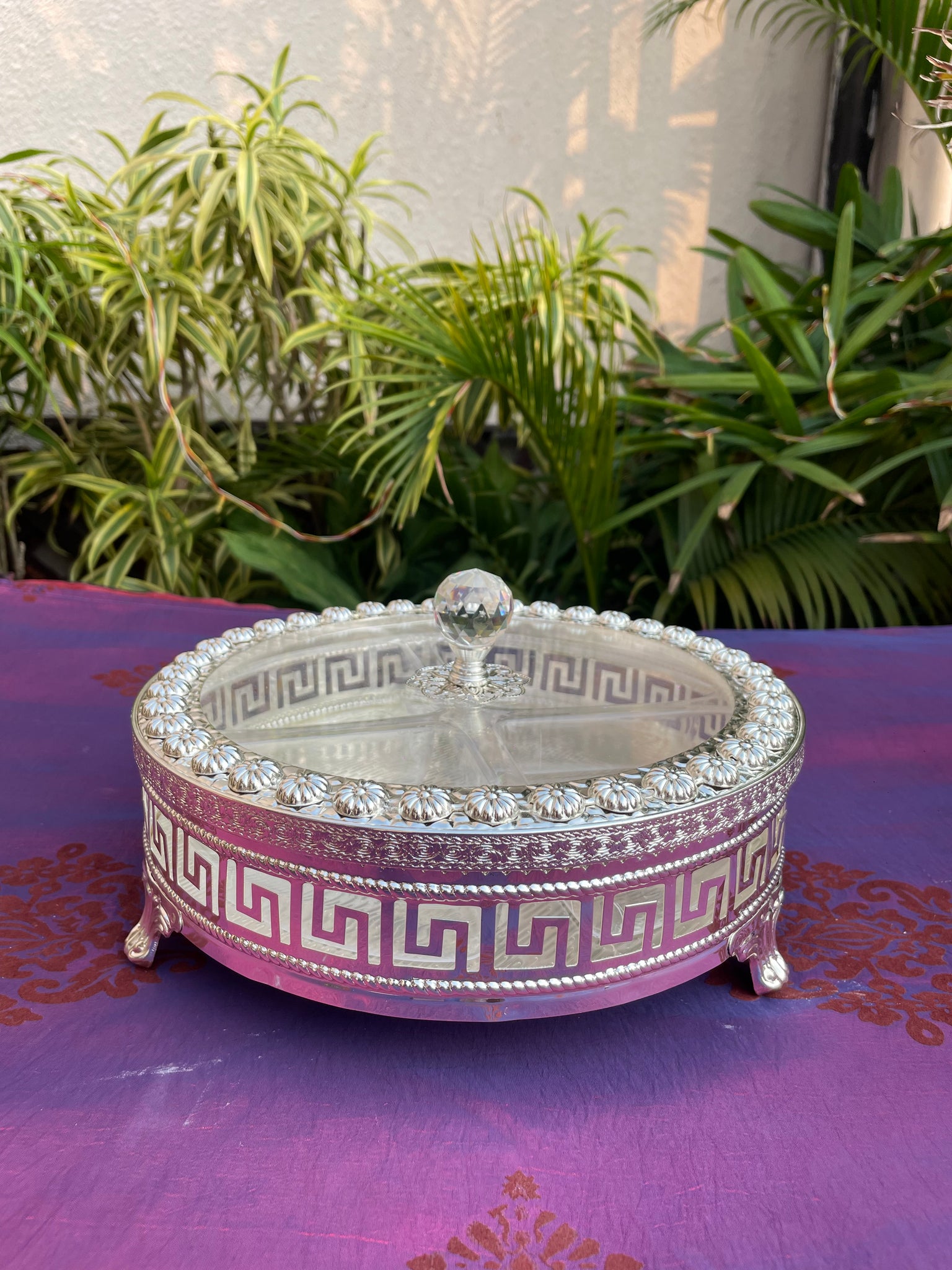 Round Silver Box with Lid