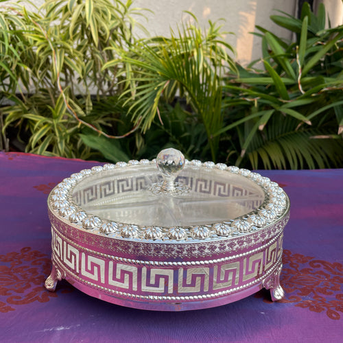 Round Silver Box with Lid