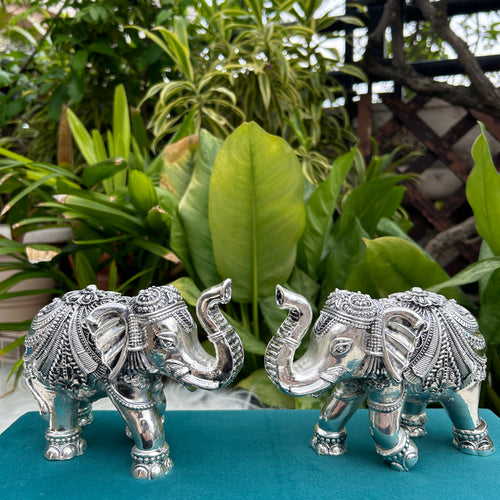 Pure Silver Elephant Pair