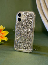 iPhone 17 silver plated mobile cover with intricate handcrafted Indian motifs