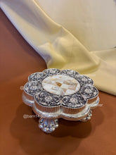 Pure Silver Flower Design Mother of Pearl Chowki