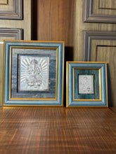 Pure Silver Ganesh Gold Border Frame Idol