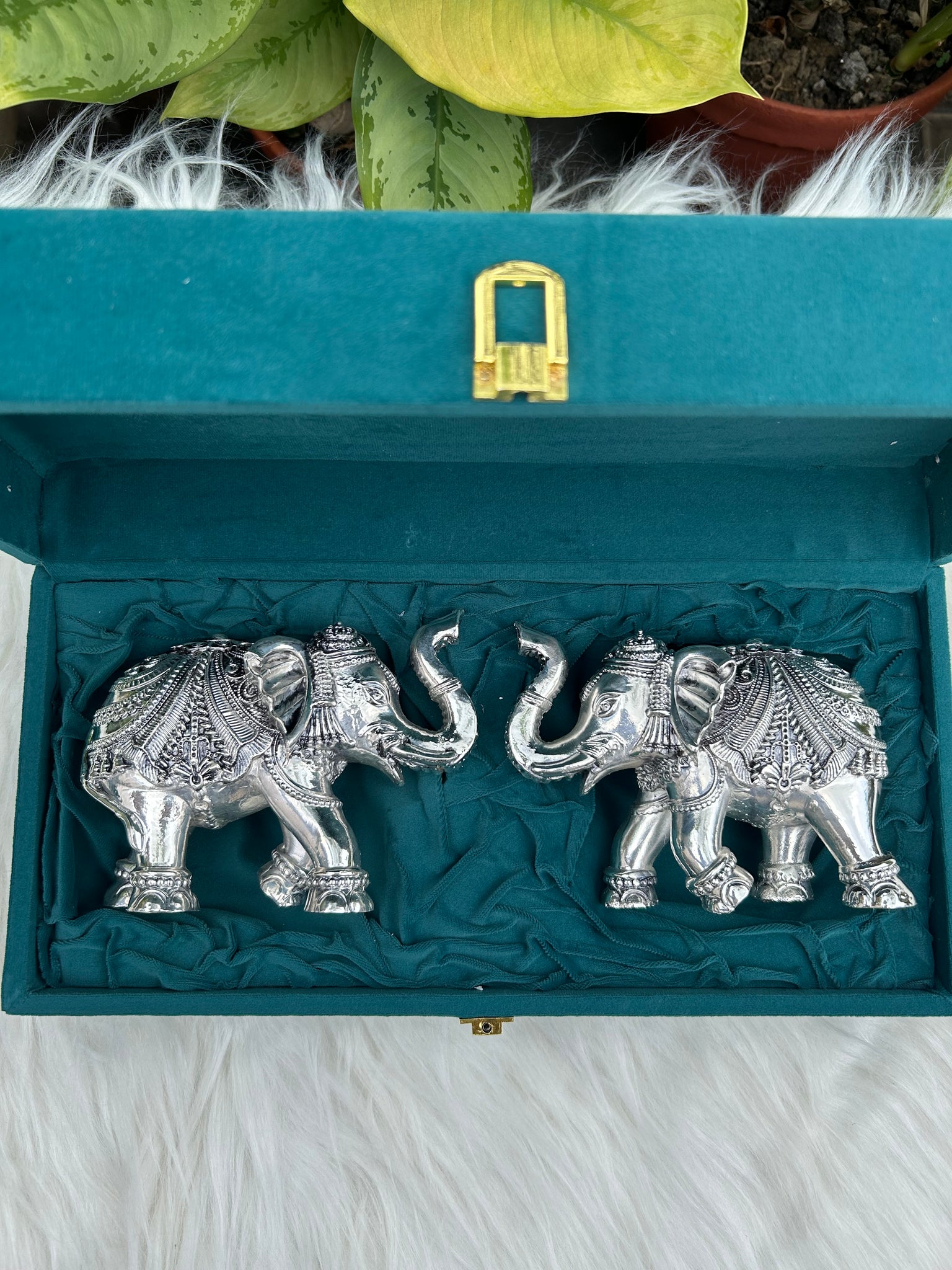 Pure Silver Elephant Pair