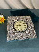 Pure Silver Square Flower Design Clock