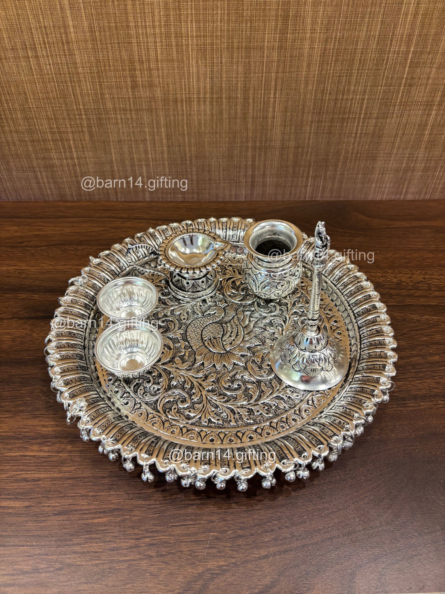 Peacock Design Puja Thali Set