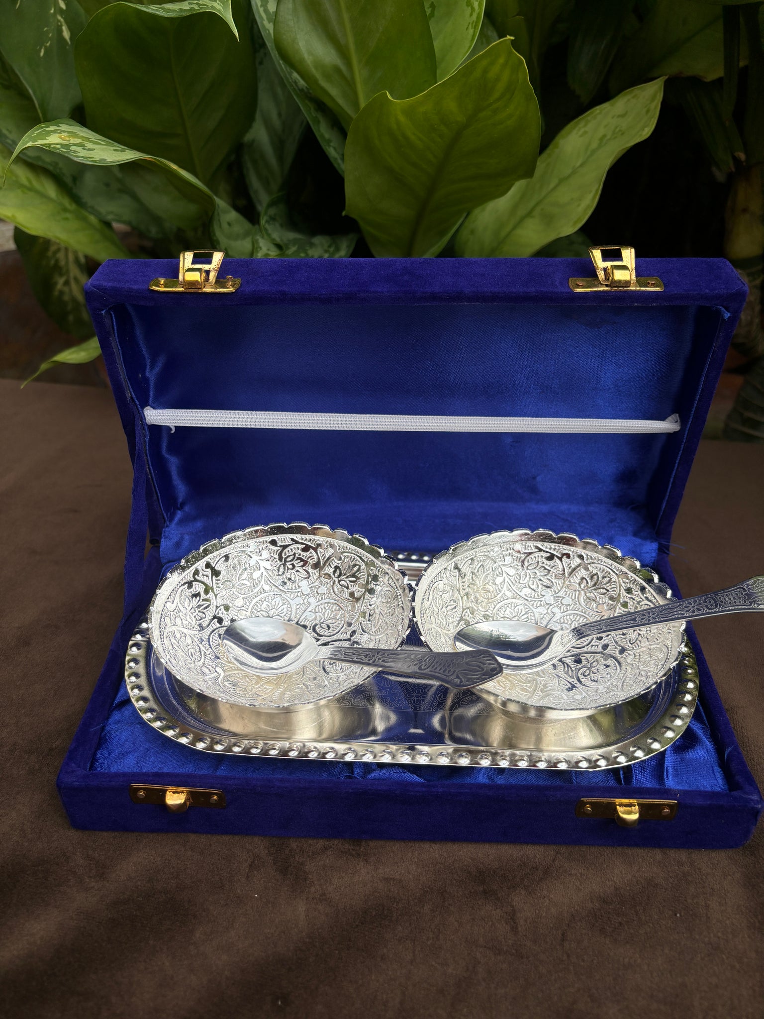 Double Bowl Tray Set in Velvet box