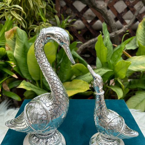 Pure Silver Mother and Baby Swan