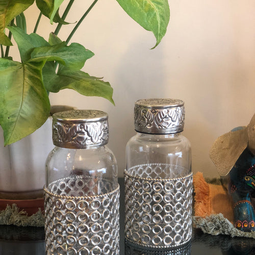 German Silver Glass Bottle