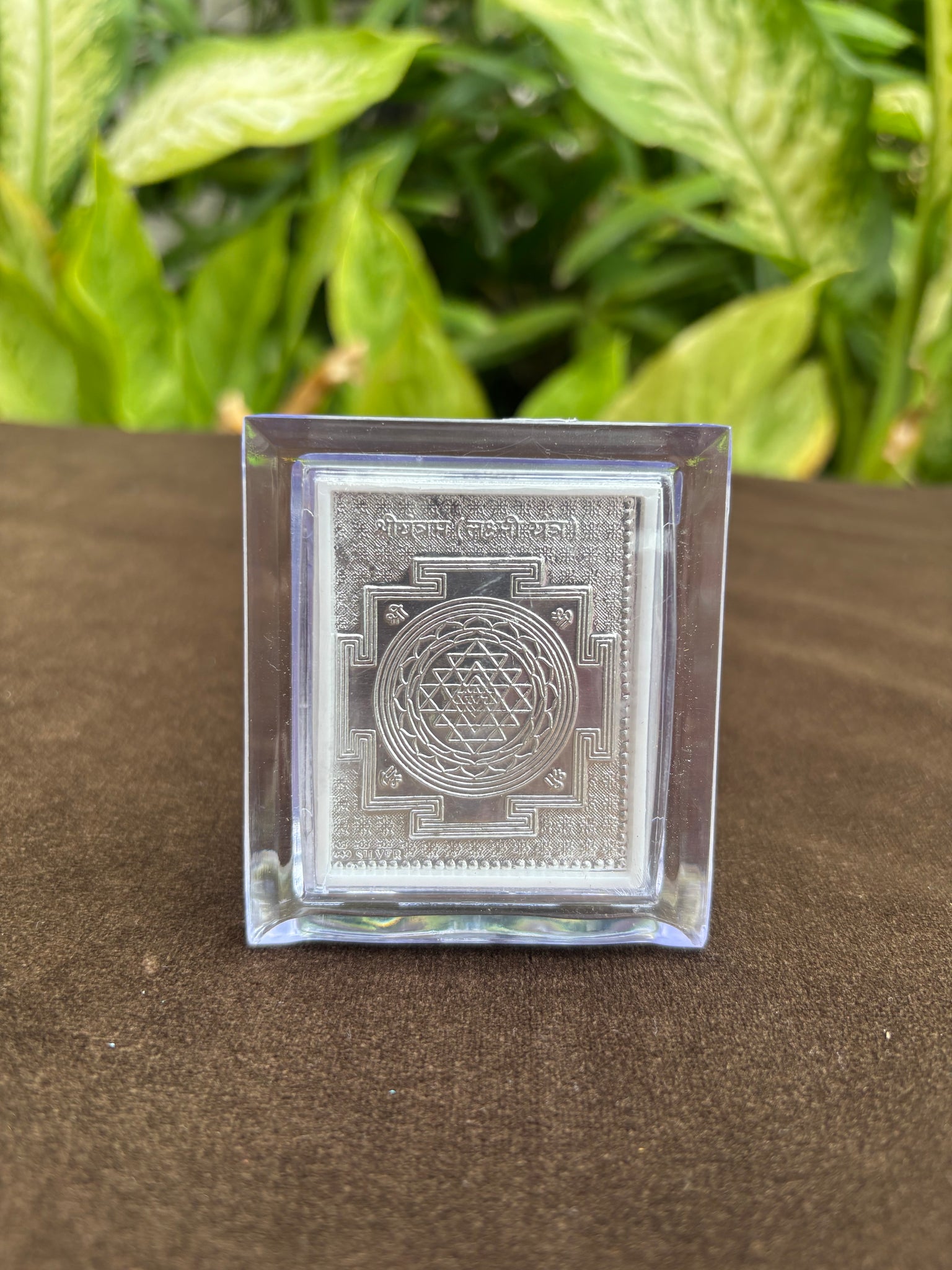 Pure Silver Laxmi Yantra Acrylic Frame Idol