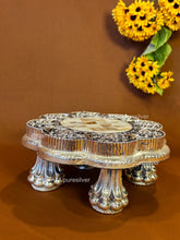 Pure Silver Flower Design Mother of Pearl Chowki
