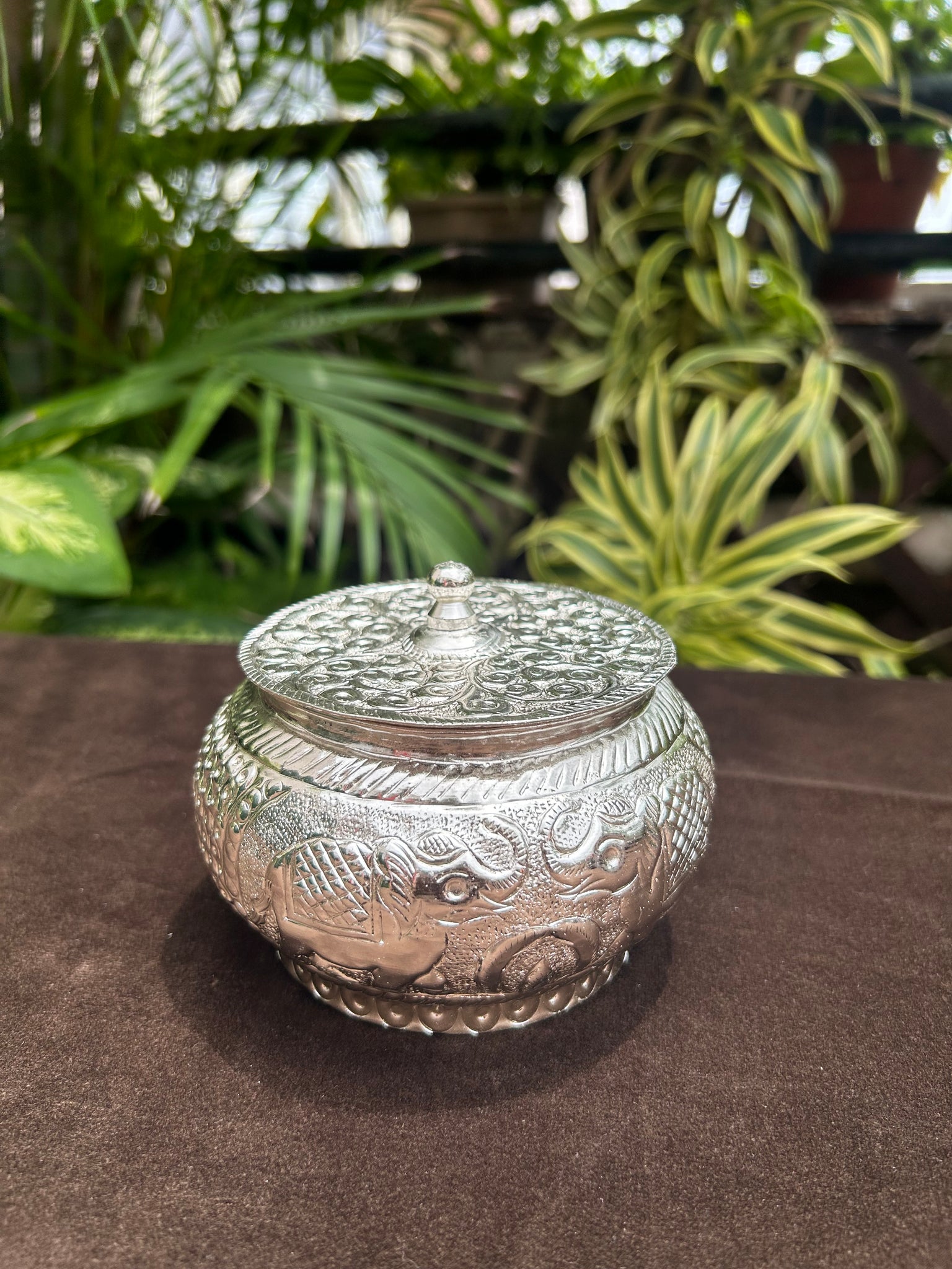 Silver Finish Round Pot