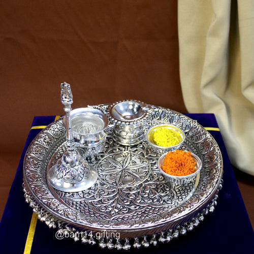 Flower Design Puja Thali Set