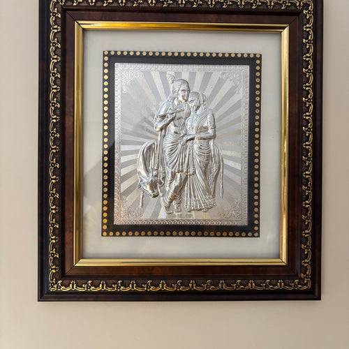 Pure Silver Radha Krishna Calf Frame Idol