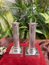 Silver Plated Pillar Candle Stand Pair