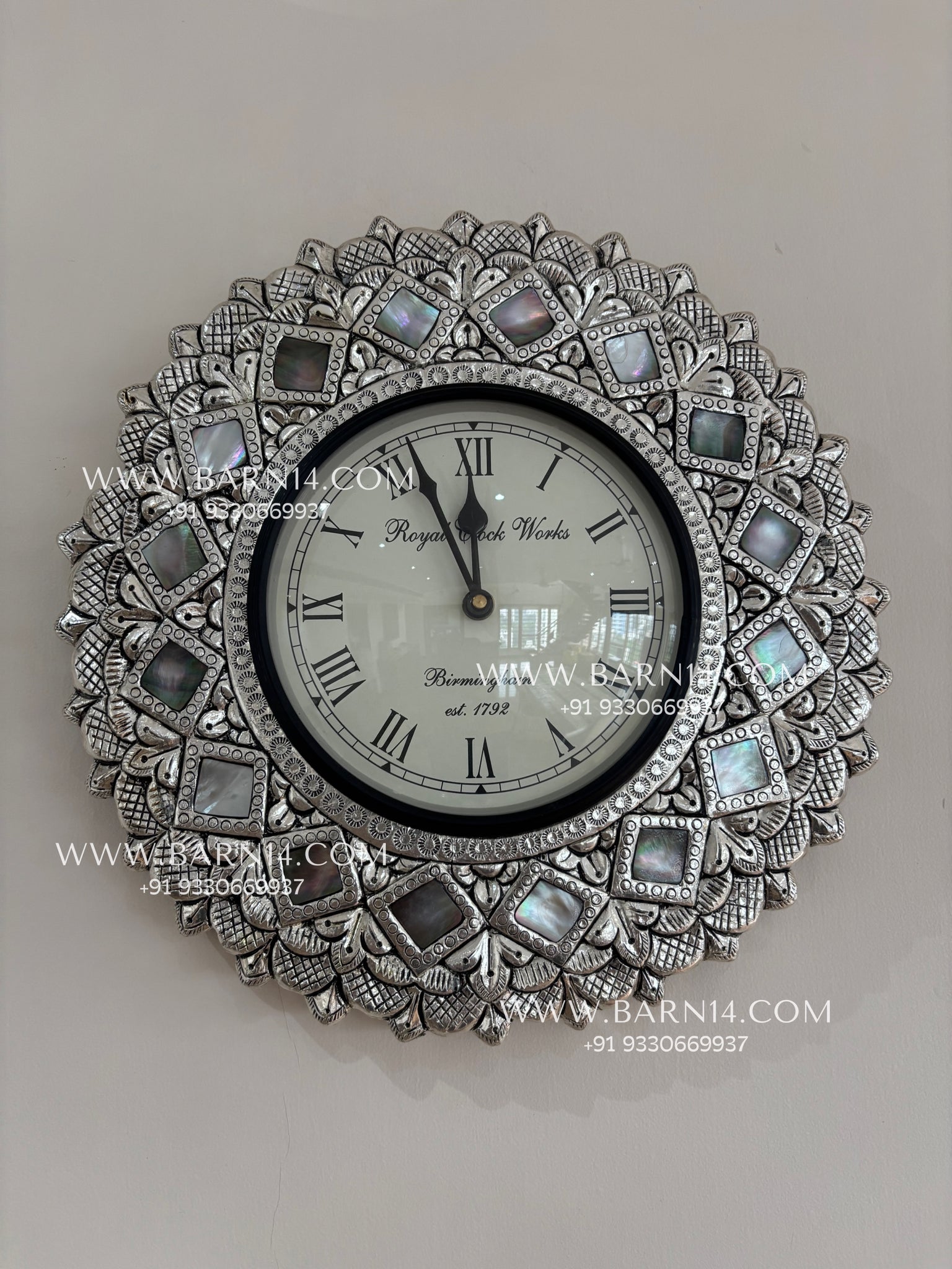 Pure Silver Diamond Design Clock