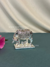Pure silver Gau Mata and calf idol with ornate detailing
