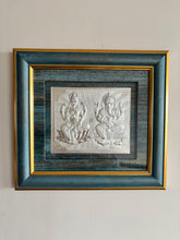 Pure Silver Ganesh Laxmi Gold Border Frame Idol