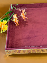 Red velvet hamper tray for bridal trousseau gifting in Indian weddings – Barn 14