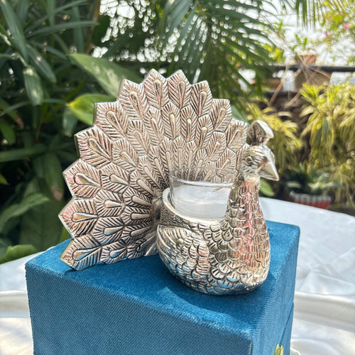 Peacock Glass Candle with Box