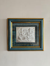 Pure Silver Ganesh Laxmi Gold Border Frame Idol