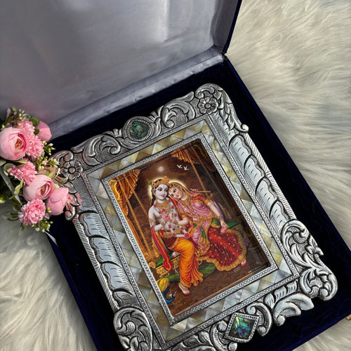 Pure Silver Green Stone Photoframe