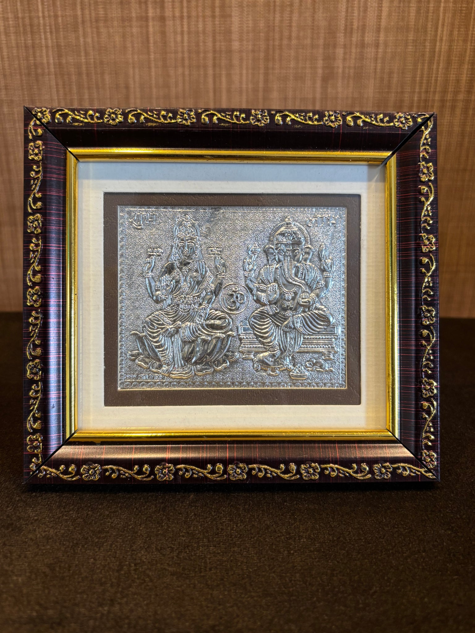 Pure Silver Ganesh Lakshmi Frame Idol