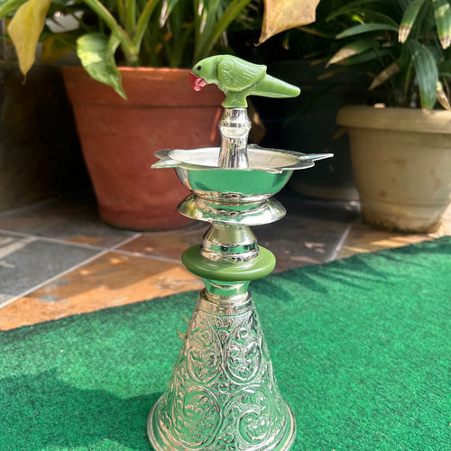 Silver Plated Parrot Diya Stand