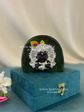 Pure Silver Ladoo Gopal on Jade Green Stone