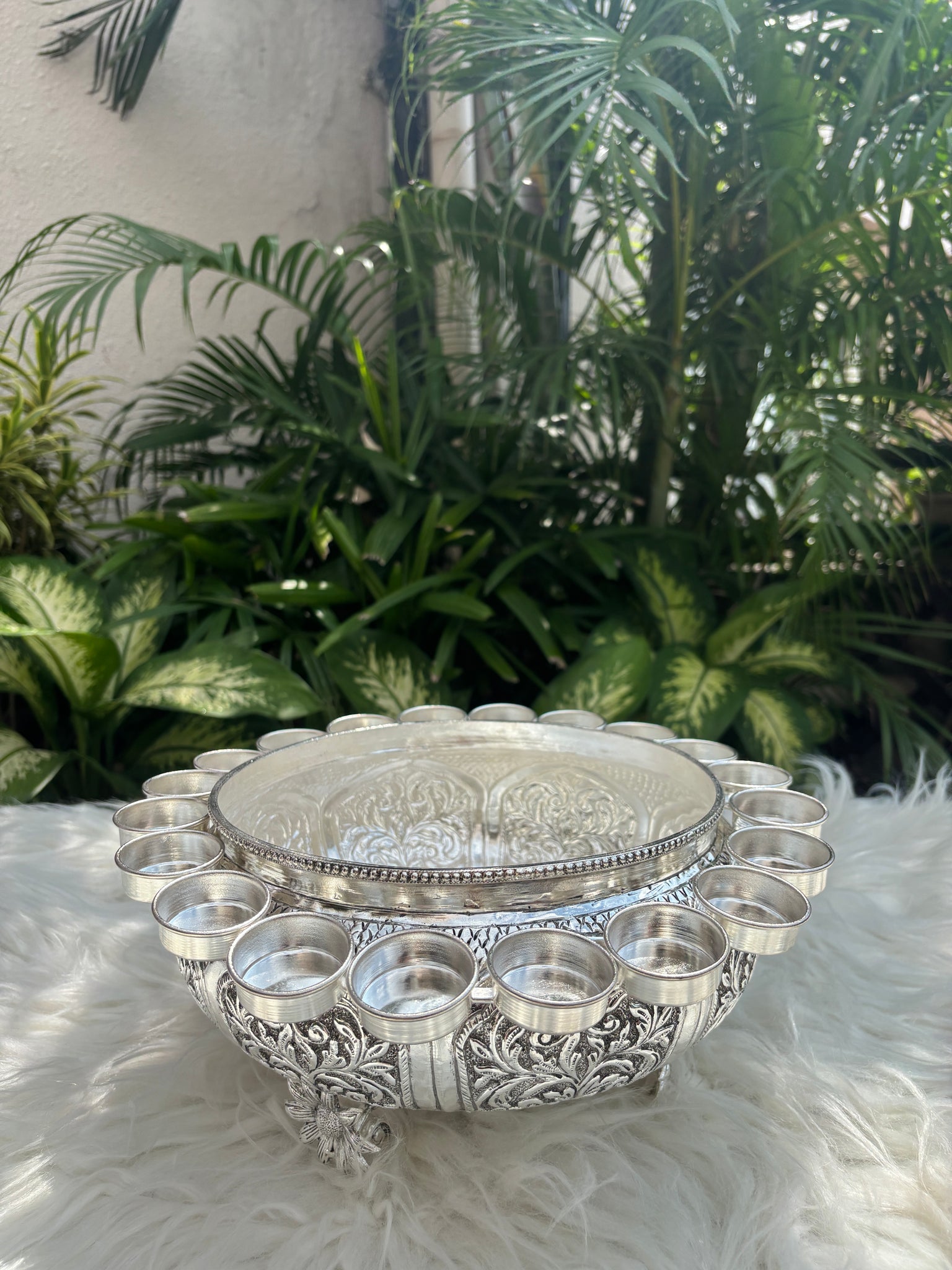 Silver Plated Diya Urli