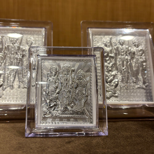 Pure Silver Ram Darbar Acrylic Frame Idol