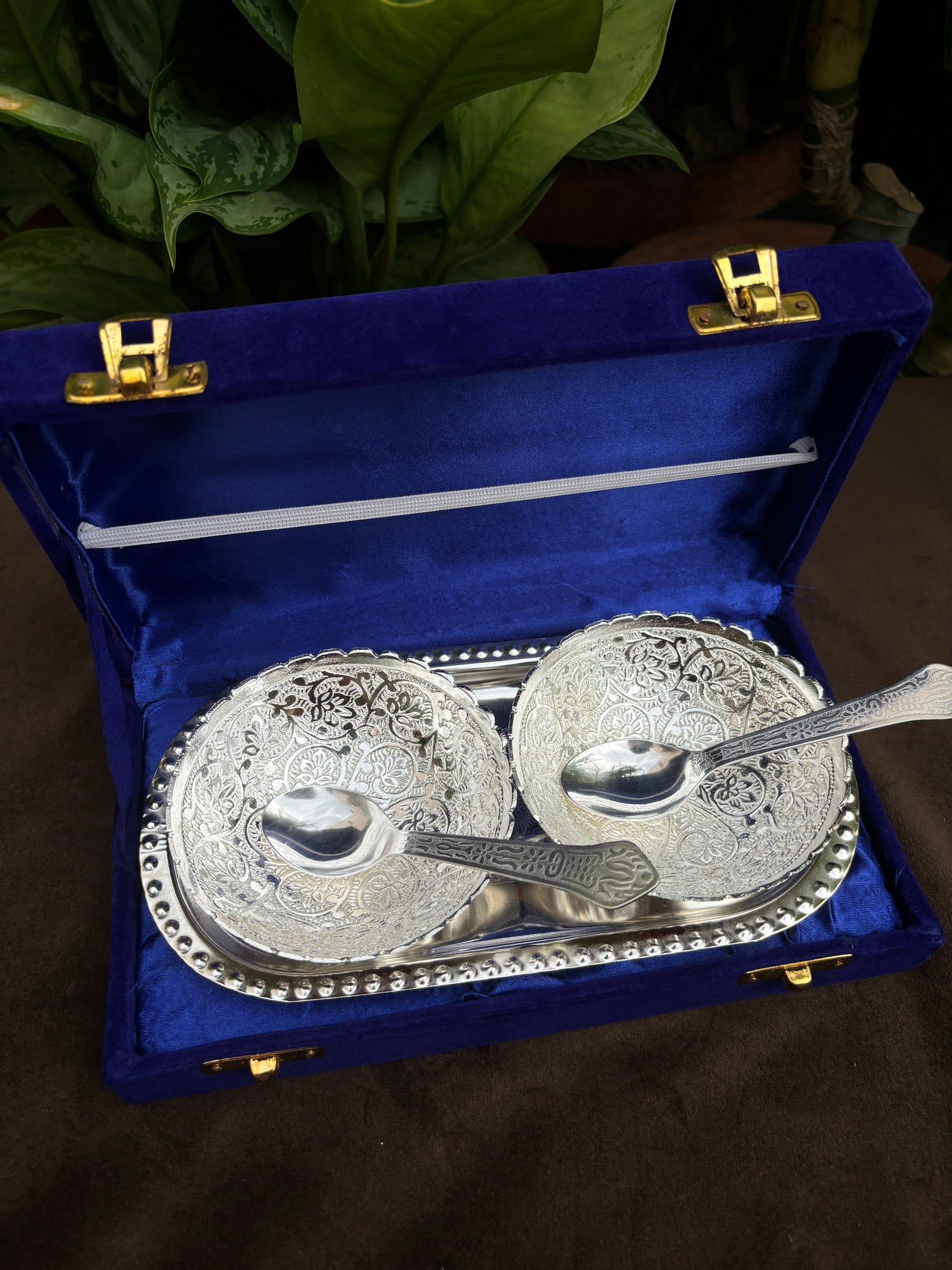 Double Bowl Tray Set in Velvet box