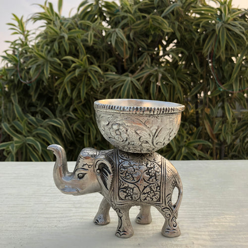 Elephant with Bowl- Silver