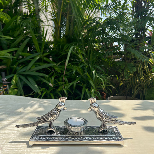 Double Parrot T-light Holder