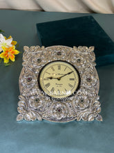 Pure Silver Square Flower Design Clock
