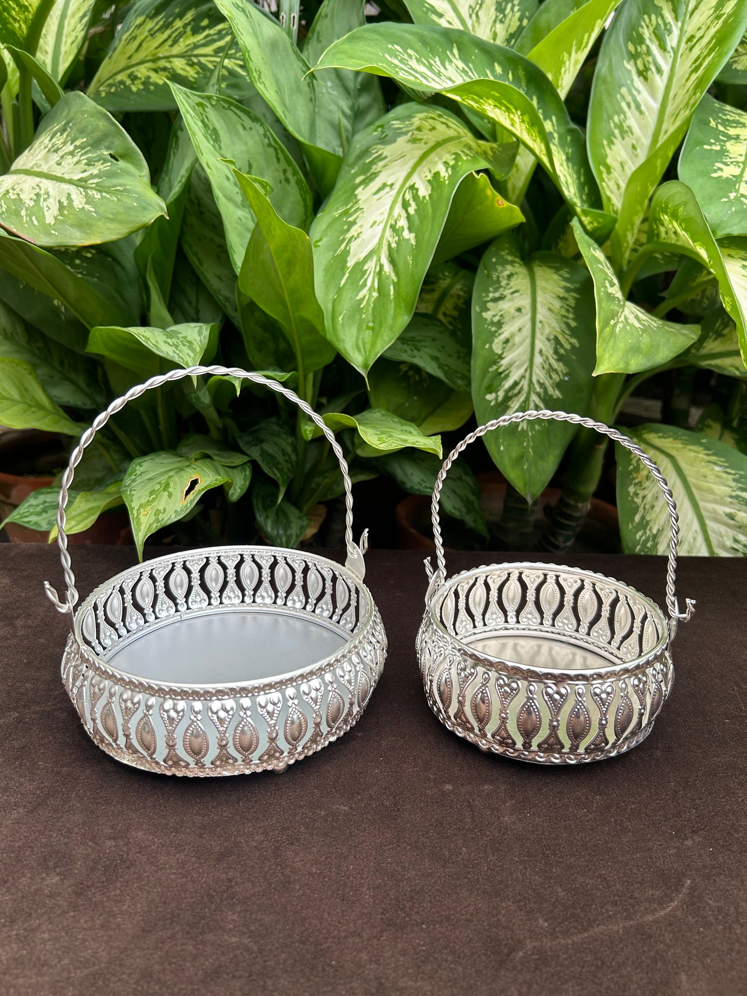 Round Silver Small Basket