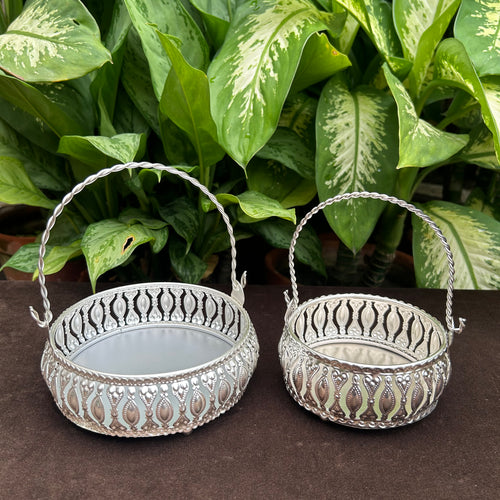 Round Silver Small Basket