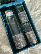 Luxury elephant design glass bottle set with 2 glasses in velvet box – perfect wedding, housewarming, and corporate gift.