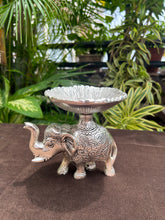 German silver elephant bowl with raised trunk – decorative plate for sweets, dry fruits, chocolates, and festive gifting.