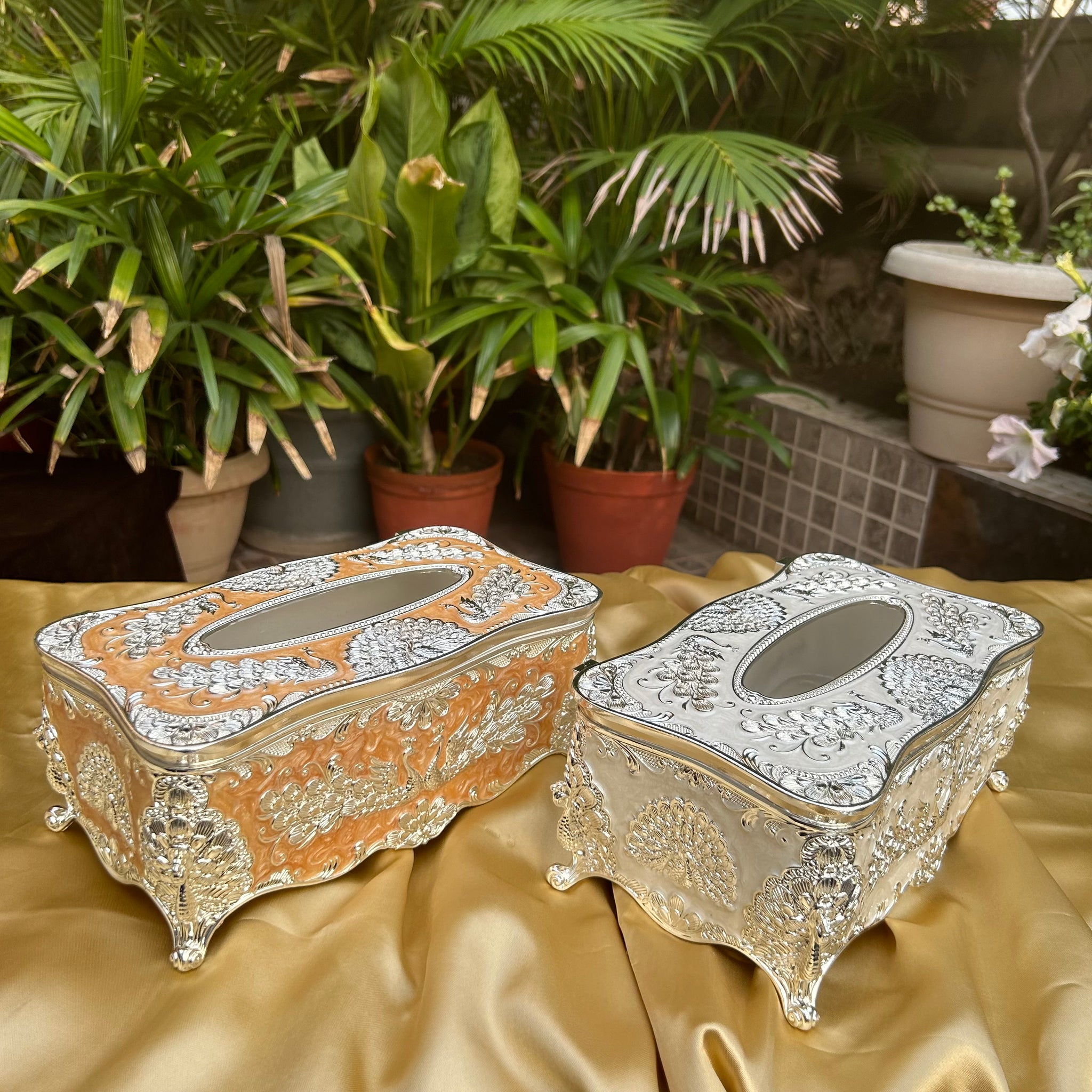 Peacock Enamel Tissue Box