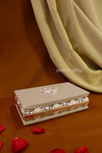 Handcrafted enamel rectangle dry fruit box with lotus motif, stylish mewa box for Diwali, weddings, and corporate gifting.
