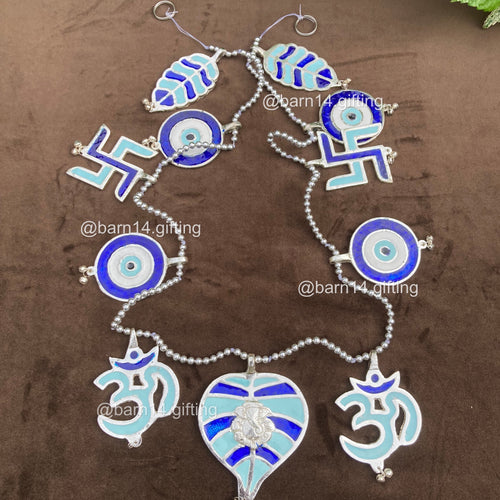 Handmade Evil Eye Bandhanwar door hanging, symbol of protection and good fortune, ideal for home décor, spiritual occasions, and gifting.