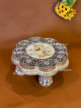 Pure Silver Flower Design Mother of Pearl Chowki