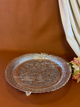 Silver flower design thaal for fruits, sweets and puja rituals
