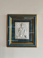 Pure Silver Hanuman Gold Border Frame Idol