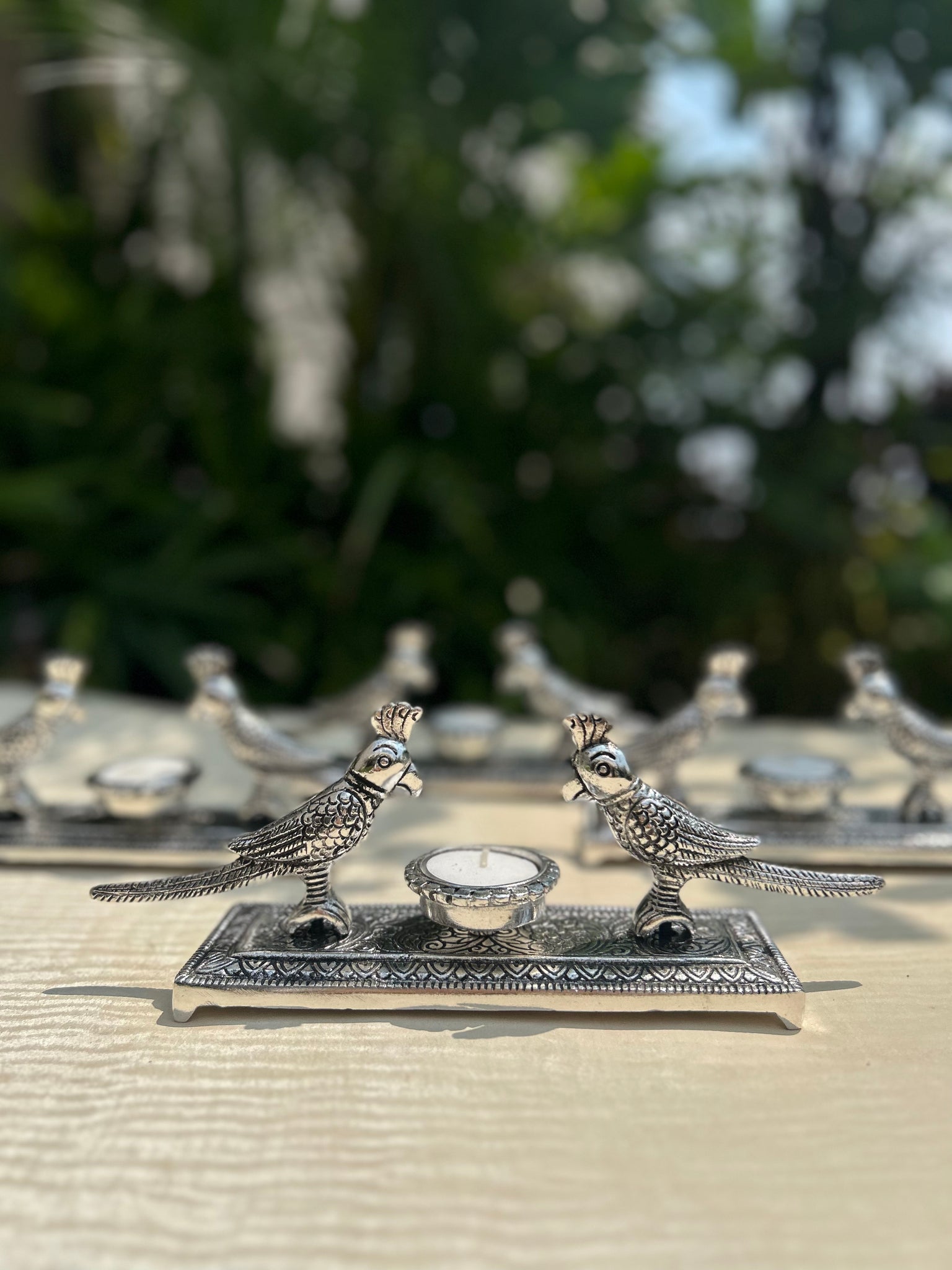 Double Parrot T-light Holder