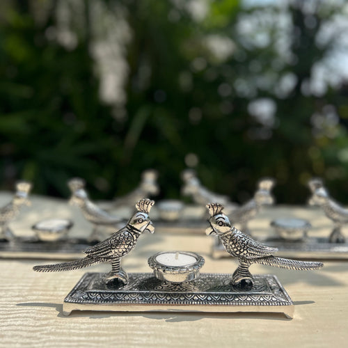 Double Parrot T-light Holder
