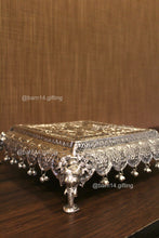 Intricate silver ghungroo chowki for puja rituals – perfect for placing idols, diyas, and thalis, wedding and Diwali gift item.