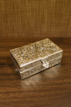 Decorative rectangle savings box in German silver, perfect for weddings, housewarmings, and auspicious occasions.